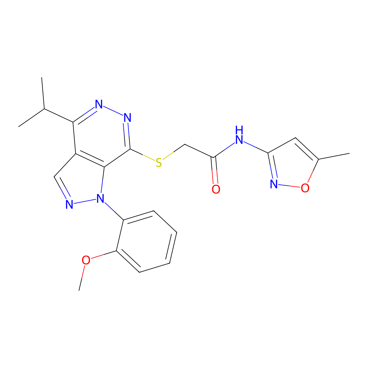 2-((4-isopropyl-1-(2-methoxyphenyl)-1H-pyrazolo[3,4-d]pyridazin-7-yl)thio)-N-(5-methylisoxazol-3-yl)acetamide molecular structure, CAS 1105239-58-4