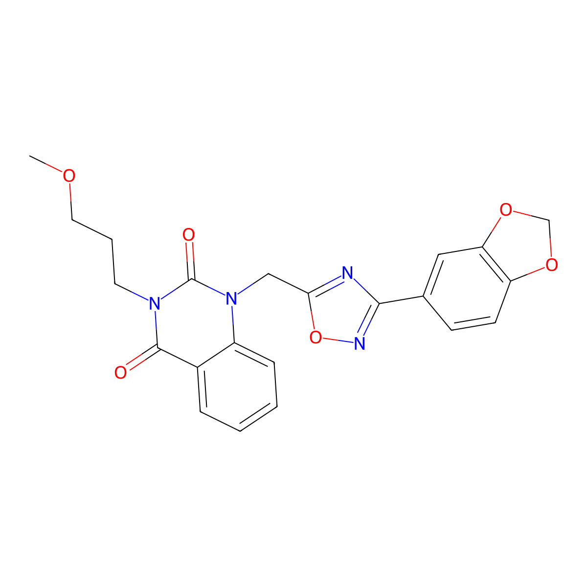 1-((3-(benzo[d][1,3]dioxol-5-yl)-1,2,4-oxadiazol-5-yl)methyl)-3-(3-methoxypropyl)quinazoline-2,4(1H,3H)-dione molecular structure, CAS 1105239-62-0