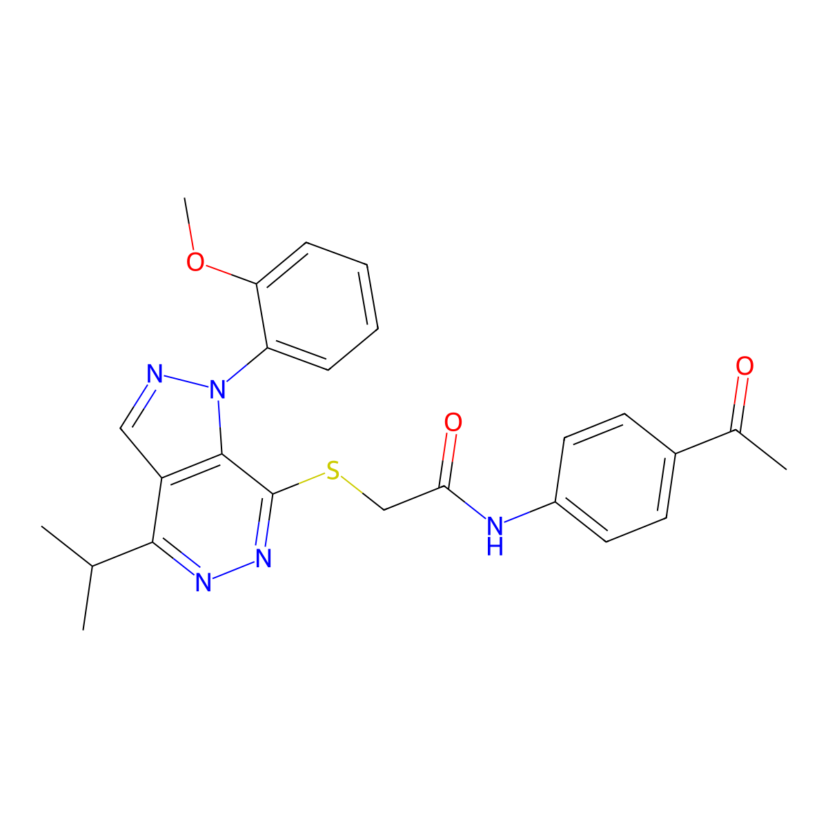 N-(4-acetylphenyl)-2-((4-isopropyl-1-(2-methoxyphenyl)-1H-pyrazolo[3,4-d]pyridazin-7-yl)thio)acetamide molecular structure, CAS 1105239-65-3