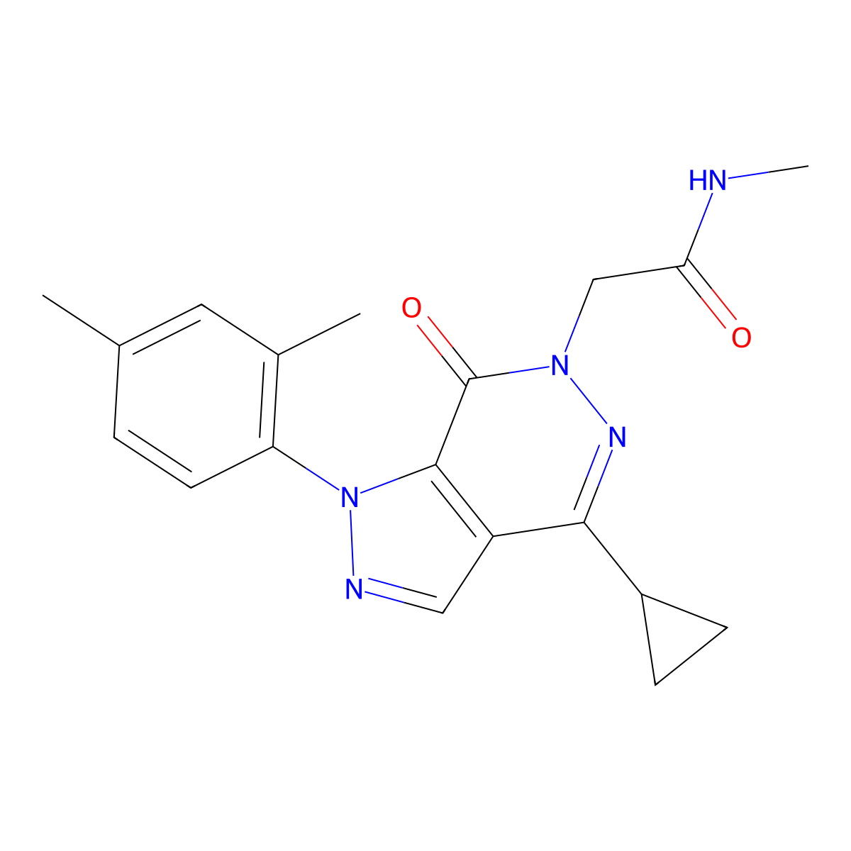 2-(4-cyclopropyl-1-(2,4-dimethylphenyl)-7-oxo-1H-pyrazolo[3,4-d]pyridazin-6(7H)-yl)-N-methylacetamide molecular structure, CAS 1105239-68-6