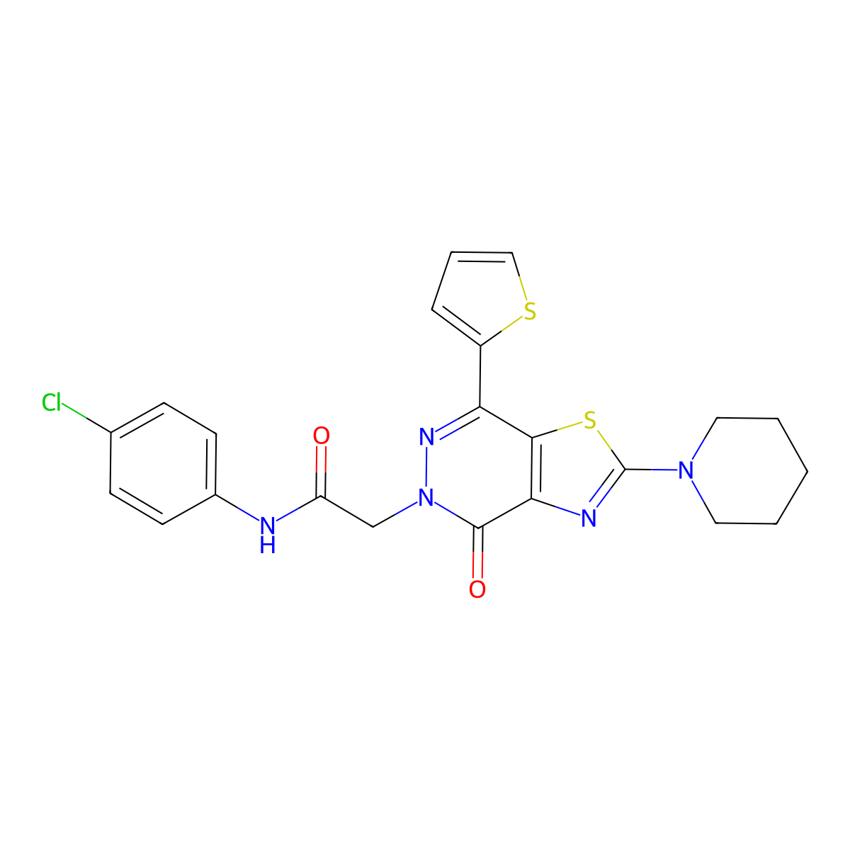 N-(4-chlorophenyl)-2-(4-oxo-2-(piperidin-1-yl)-7-(thiophen-2-yl)thiazolo[4,5-d]pyridazin-5(4H)-yl)acetamide molecular structure, CAS 1105239-72-2