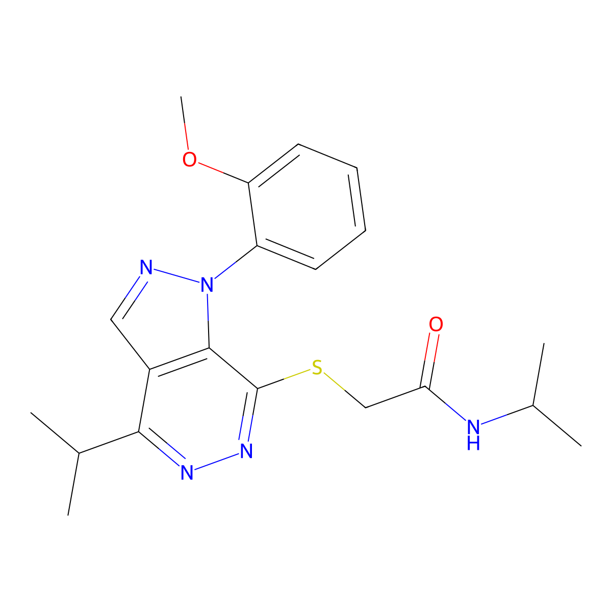 N-isopropyl-2-((4-isopropyl-1-(2-methoxyphenyl)-1H-pyrazolo[3,4-d]pyridazin-7-yl)thio)acetamide molecular structure, CAS 1105239-73-3