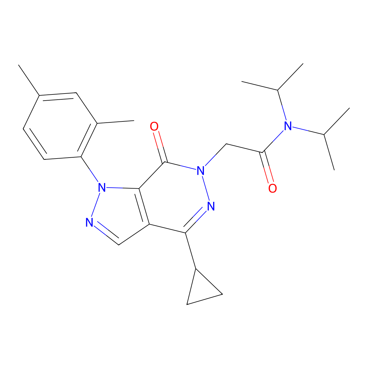 2-(4-cyclopropyl-1-(2,4-dimethylphenyl)-7-oxo-1H-pyrazolo[3,4-d]pyridazin-6(7H)-yl)-N,N-diisopropylacetamide molecular structure, CAS 1105239-76-6