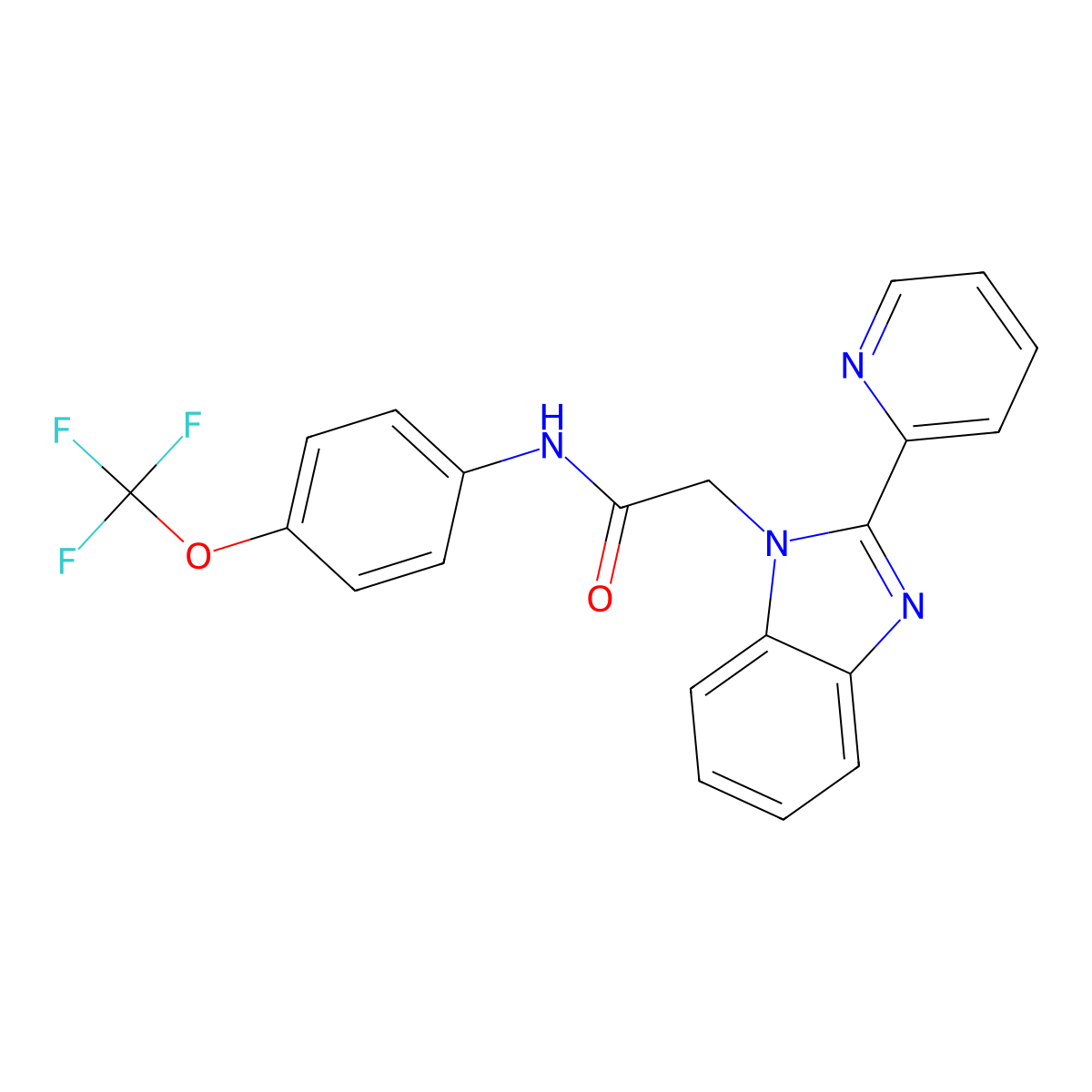 2-(2-(pyridin-2-yl)-1H-benzo[d]imidazol-1-yl)-N-(4-(trifluoromethoxy)phenyl)acetamide molecular structure, CAS 1105239-83-5