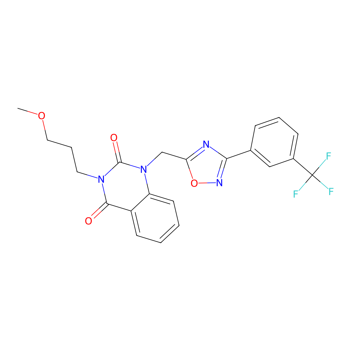 3-(3-methoxypropyl)-1-((3-(3-(trifluoromethyl)phenyl)-1,2,4-oxadiazol-5-yl)methyl)quinazoline-2,4(1H,3H)-dione molecular structure, CAS 1105239-85-7