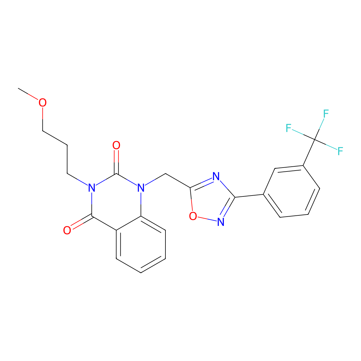 3-(3-methoxypropyl)-1-((3-(3-(trifluoromethyl)phenyl)-1,2,4-oxadiazol-5-yl)methyl)quinazoline-2,4(1H,3H)-dione molecular structure, CAS 1105239-85-7