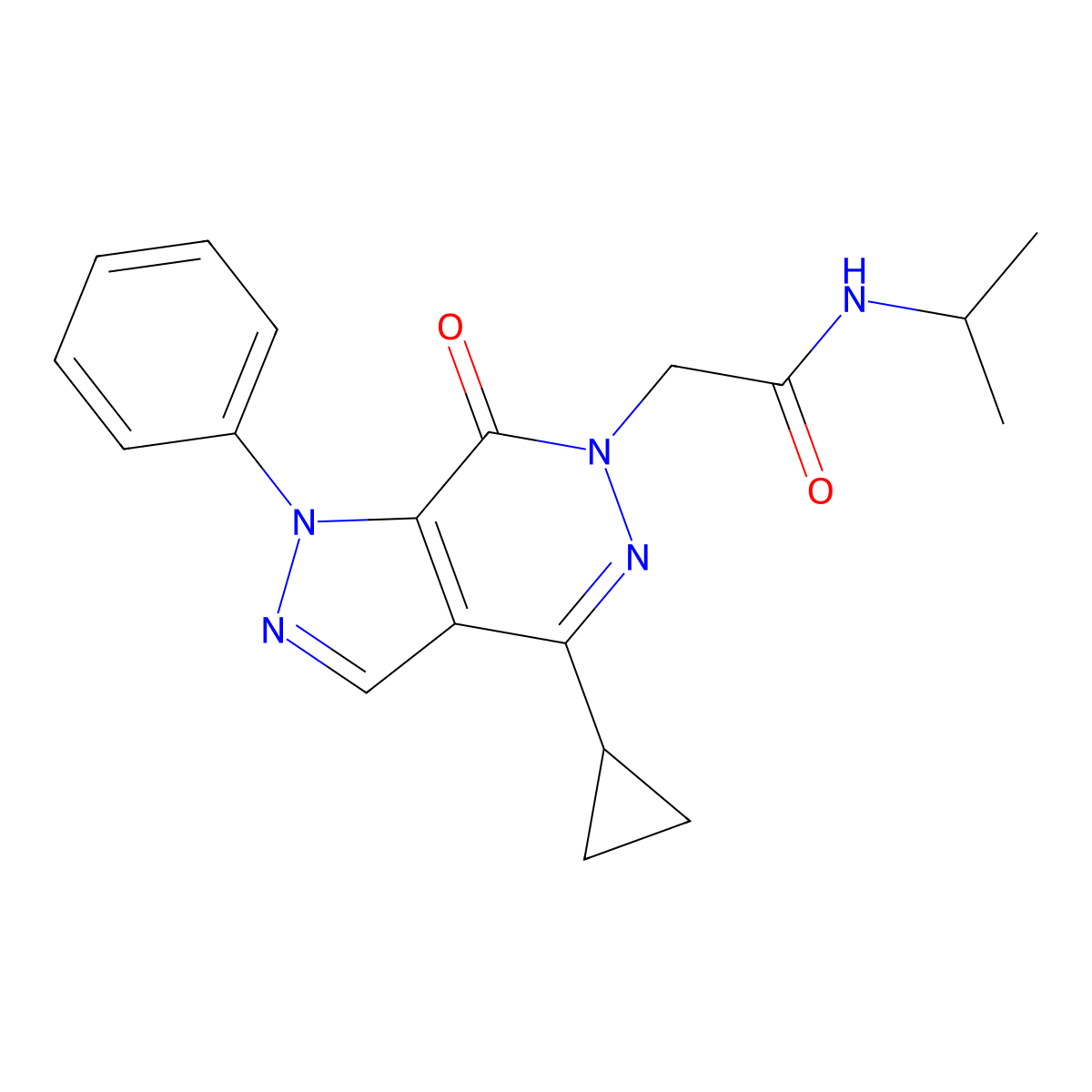 2-{4-cyclopropyl-7-oxo-1-phenyl-1H,6H,7H-pyrazolo[3,4-d]pyridazin-6-yl}-N-(propan-2-yl)acetamide molecular structure, CAS 1105239-95-9