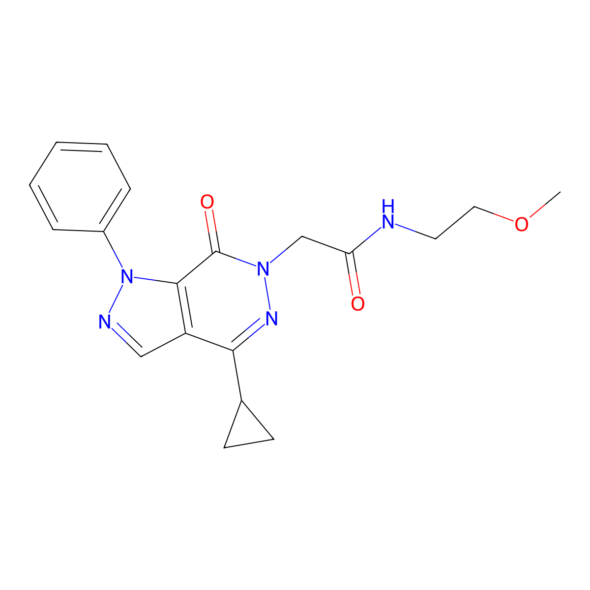 2-(4-cyclopropyl-7-oxo-1-phenyl-1H-pyrazolo[3,4-d]pyridazin-6(7H)-yl)-N-(2-methoxyethyl)acetamide molecular structure, CAS 1105240-03-6