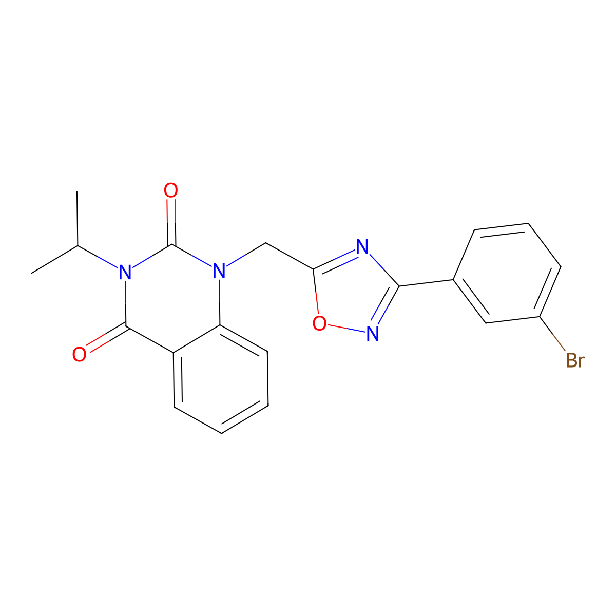 1-((3-(3-bromophenyl)-1,2,4-oxadiazol-5-yl)methyl)-3-isopropylquinazoline-2,4(1H,3H)-dione molecular structure, CAS 1105240-08-1