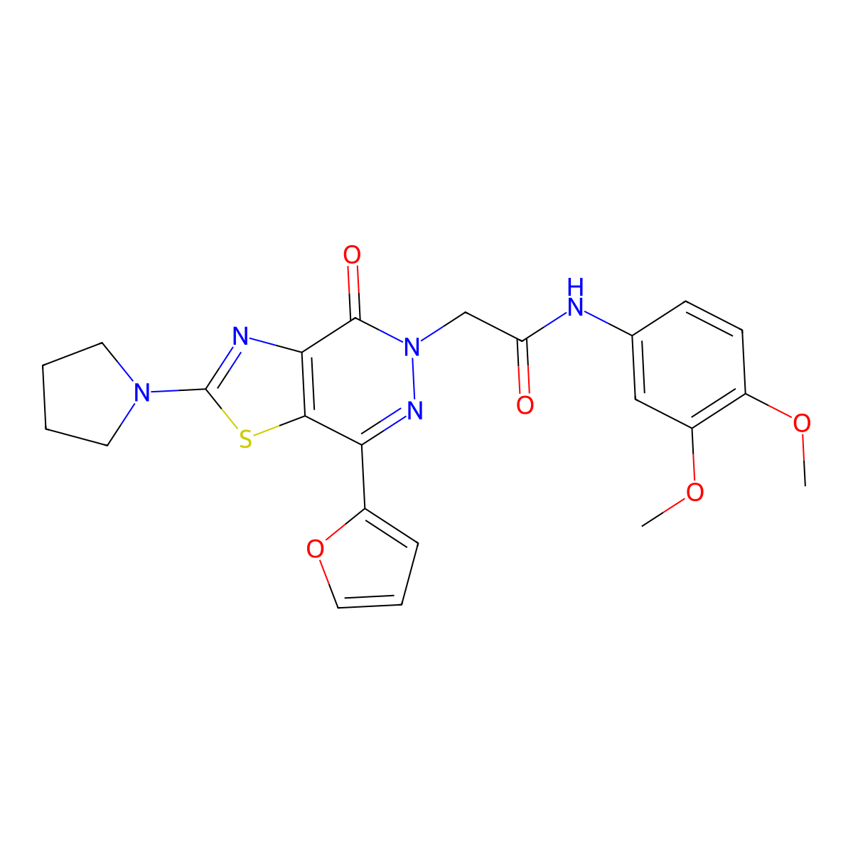 N-(3,4-dimethoxyphenyl)-2-(7-(furan-2-yl)-4-oxo-2-(pyrrolidin-1-yl)thiazolo[4,5-d]pyridazin-5(4H)-yl)acetamide molecular structure, CAS 1105240-11-6