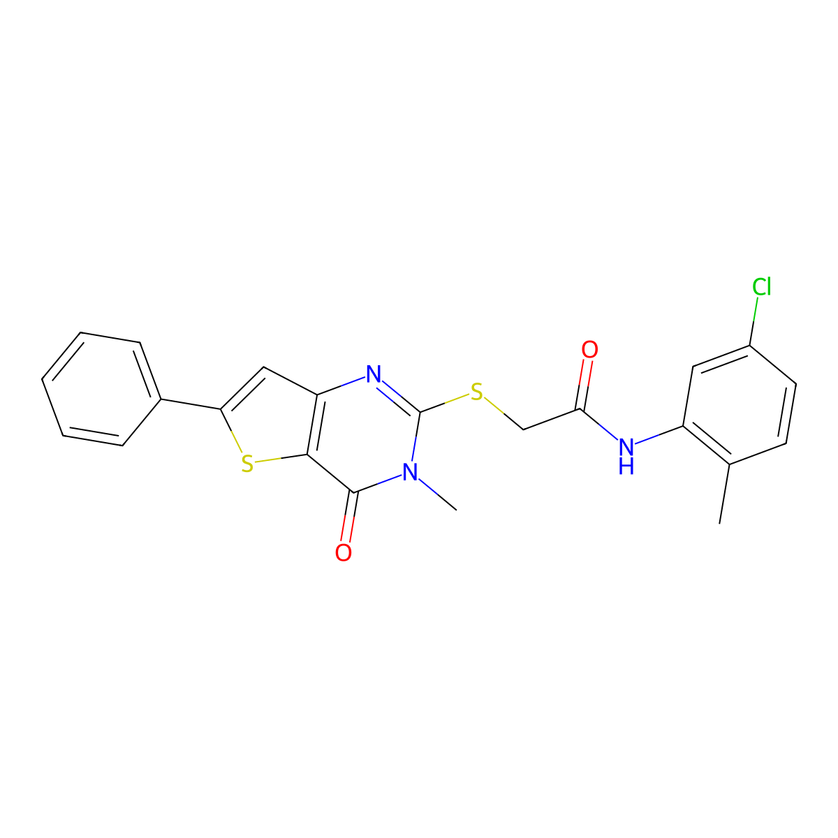 N-(5-chloro-2-methylphenyl)-2-({3-methyl-4-oxo-6-phenyl-3H,4H-thieno[3,2-d]pyrimidin-2-yl}sulfanyl)acetamide molecular structure, CAS 1105240-16-1