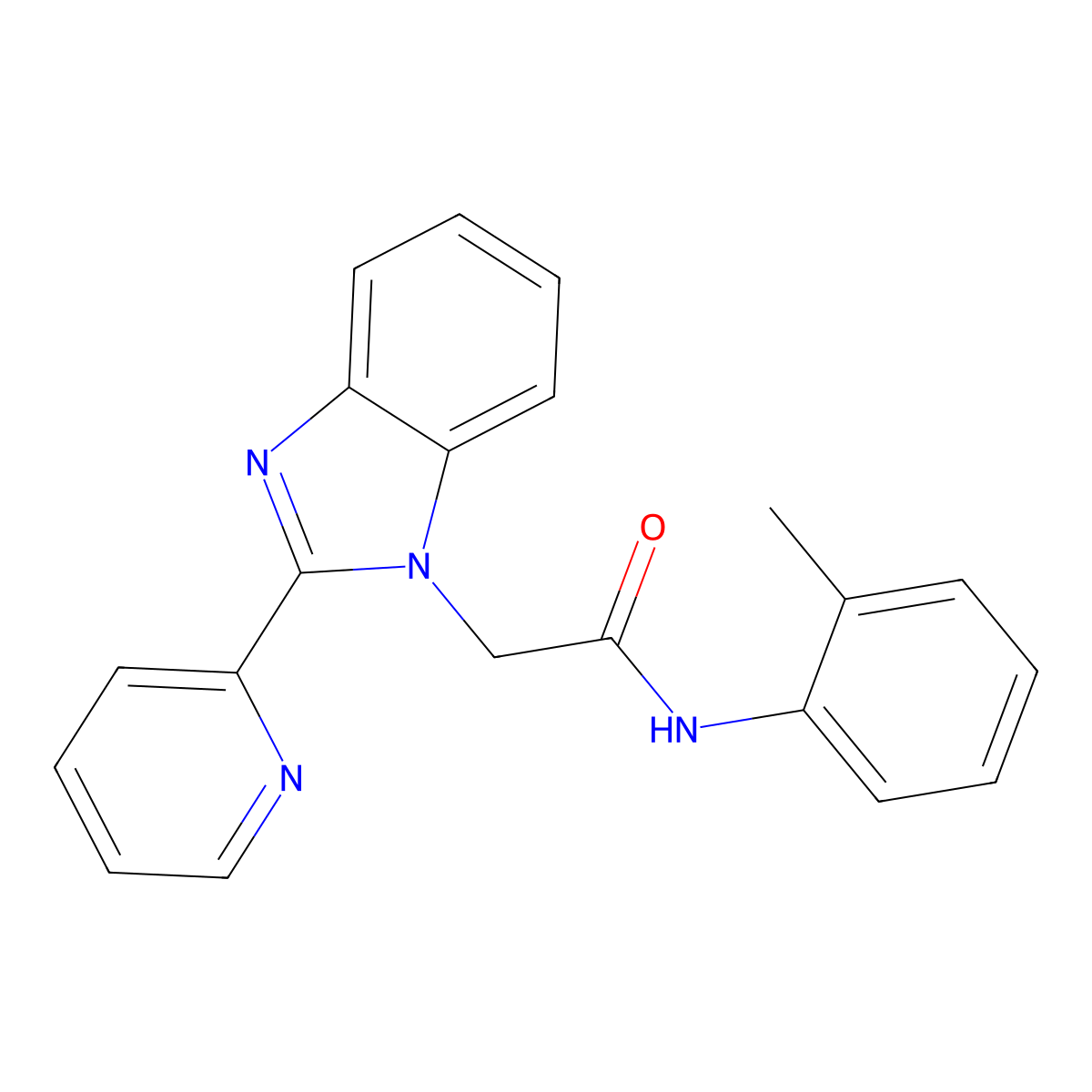 2-(2-(pyridin-2-yl)-1H-benzo[d]imidazol-1-yl)-N-(o-tolyl)acetamide molecular structure, CAS 1105240-29-6