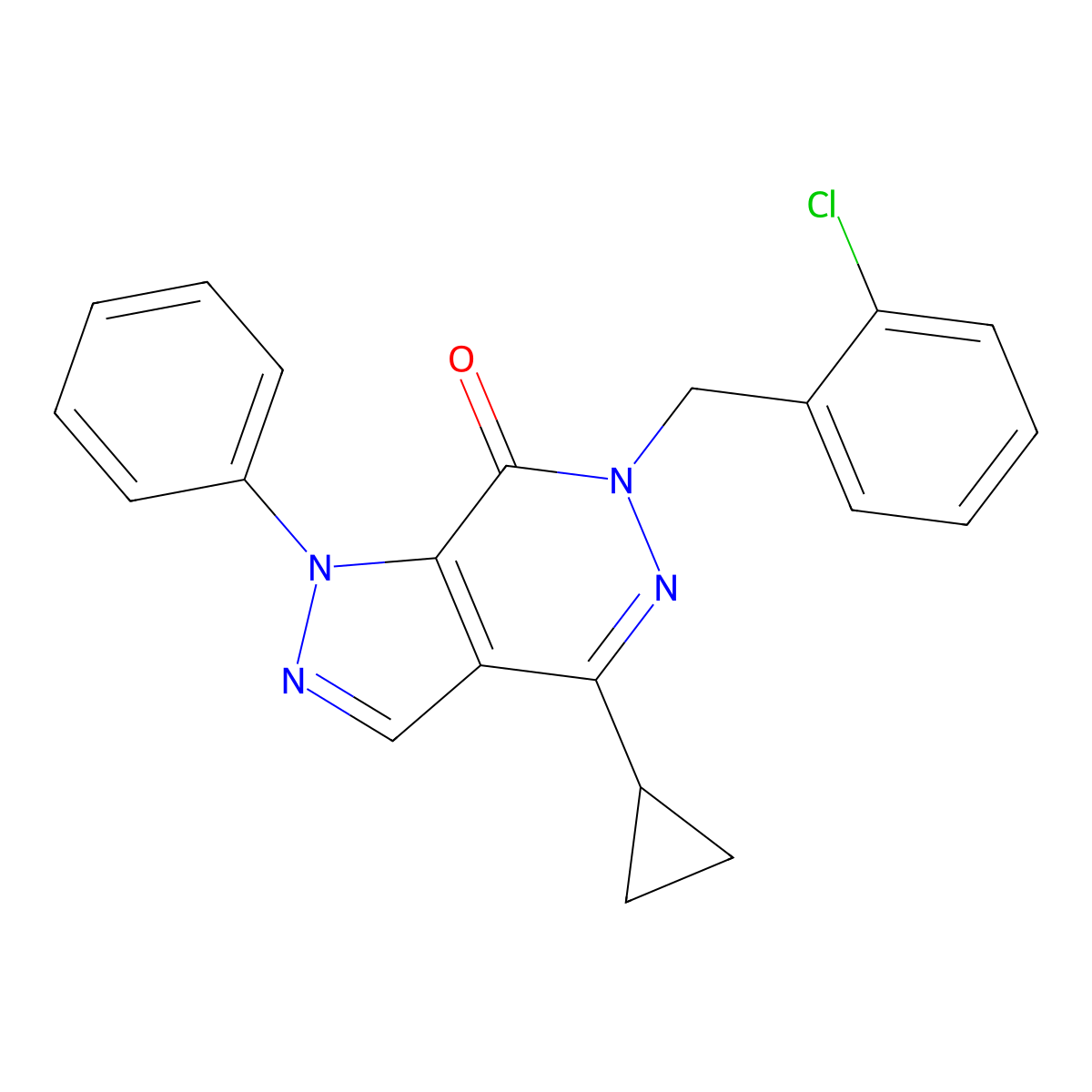 6-(2-chlorobenzyl)-4-cyclopropyl-1-phenyl-1H-pyrazolo[3,4-d]pyridazin-7(6H)-one molecular structure, CAS 1105240-34-3