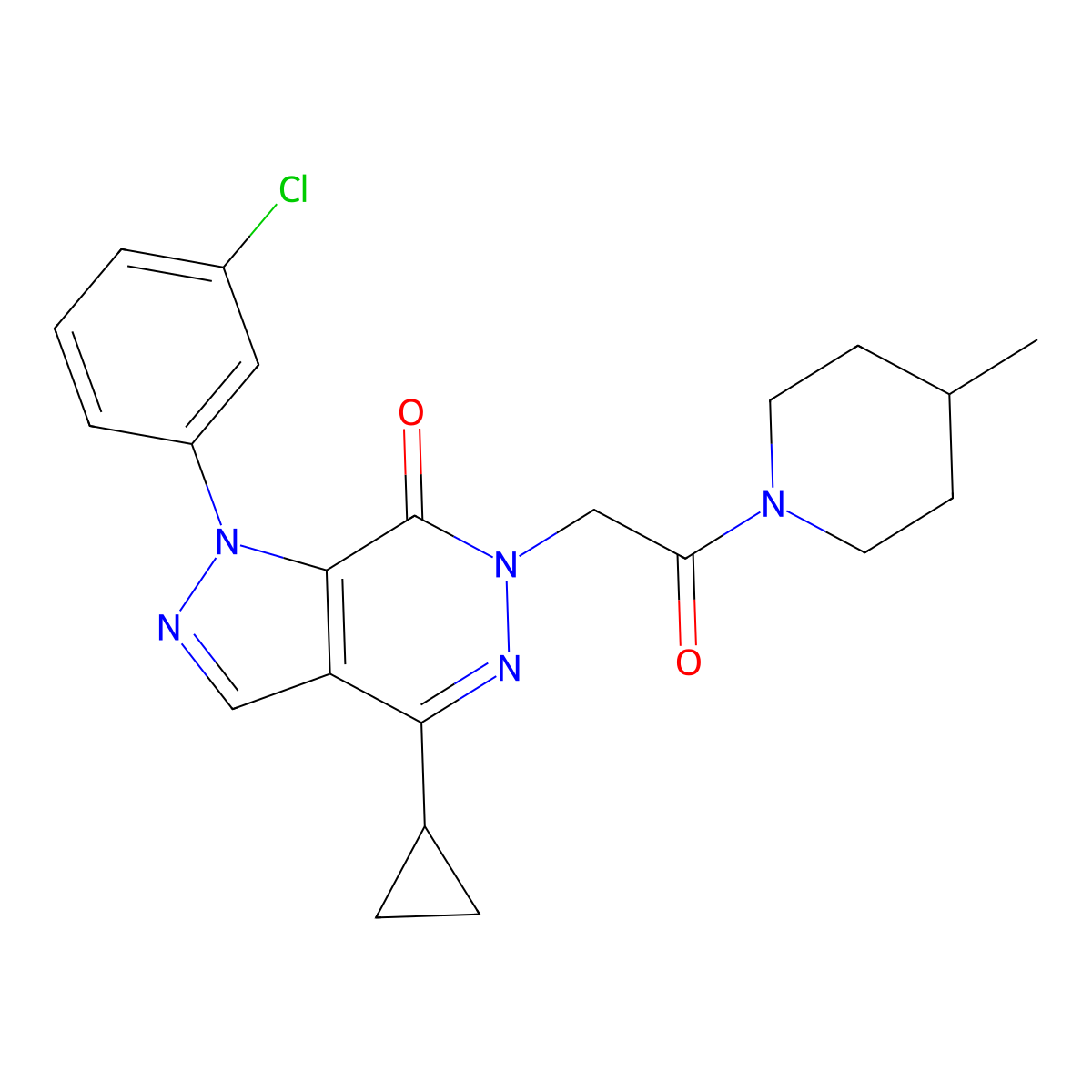 1-(3-chlorophenyl)-4-cyclopropyl-6-(2-(4-methylpiperidin-1-yl)-2-oxoethyl)-1H-pyrazolo[3,4-d]pyridazin-7(6H)-one molecular structure, CAS 1105240-42-3