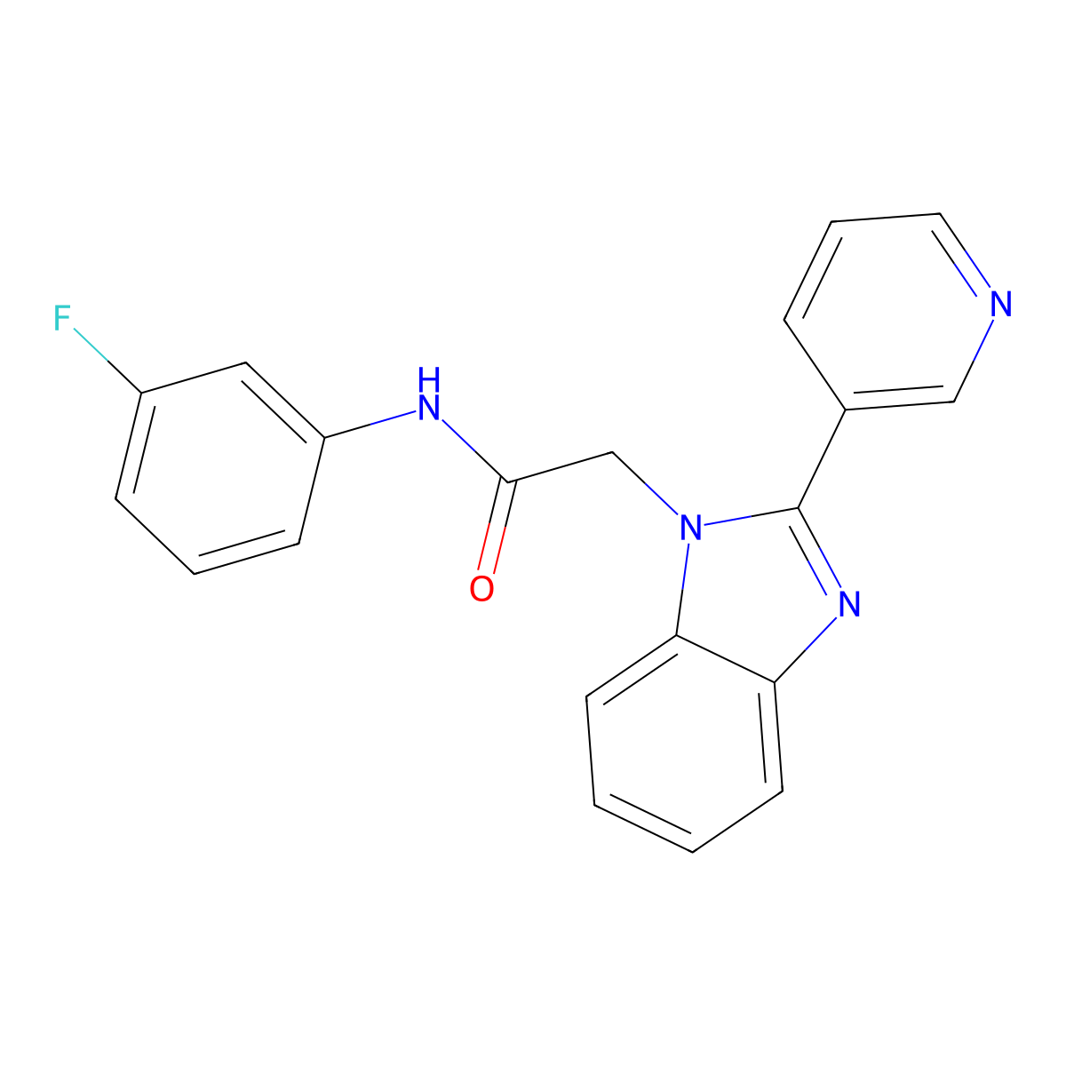 N-(3-fluorophenyl)-2-(2-(pyridin-3-yl)-1H-benzo[d]imidazol-1-yl)acetamide molecular structure, CAS 1105240-45-6