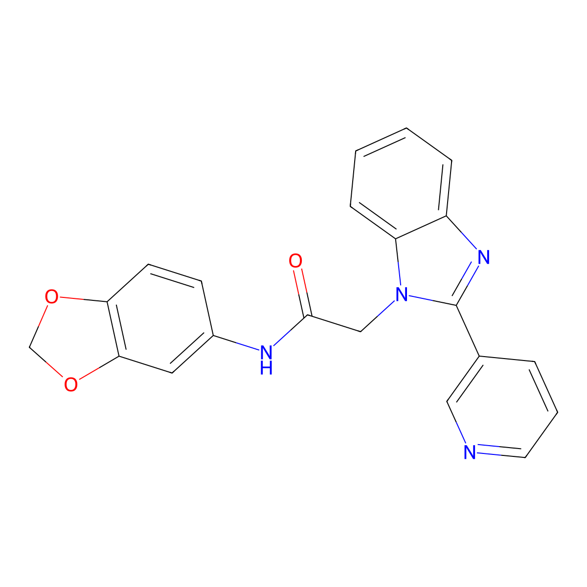 N-(benzo[d][1,3]dioxol-5-yl)-2-(2-(pyridin-3-yl)-1H-benzo[d]imidazol-1-yl)acetamide molecular structure, CAS 1105240-52-5