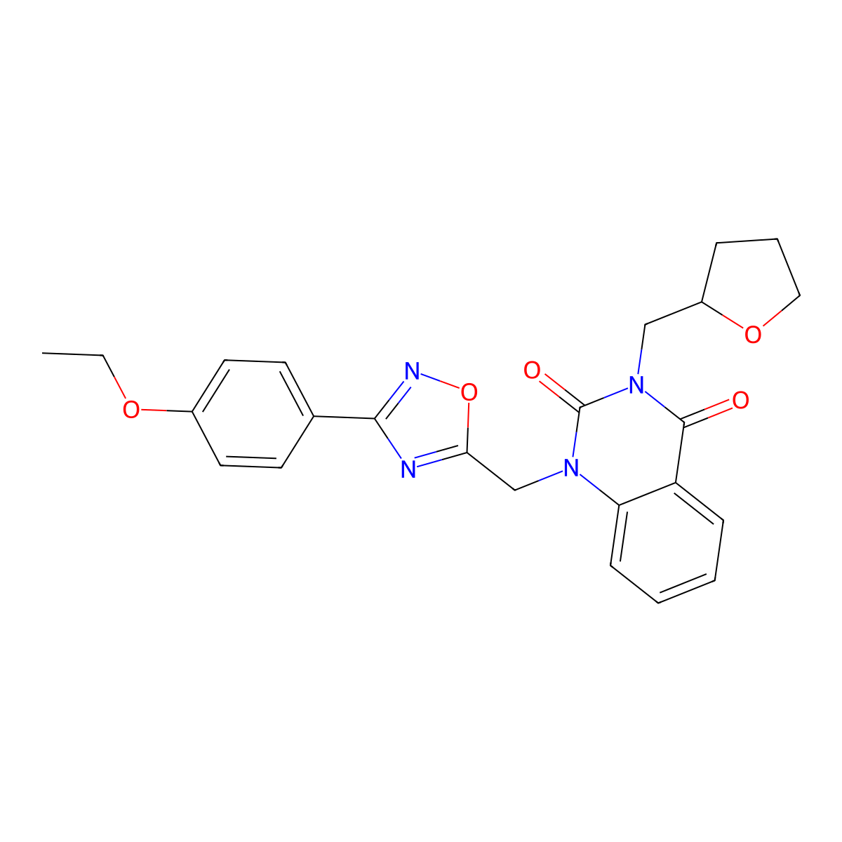 1-((3-(4-ethoxyphenyl)-1,2,4-oxadiazol-5-yl)methyl)-3-((tetrahydrofuran-2-yl)methyl)quinazoline-2,4(1H,3H)-dione molecular structure, CAS 1105240-54-7