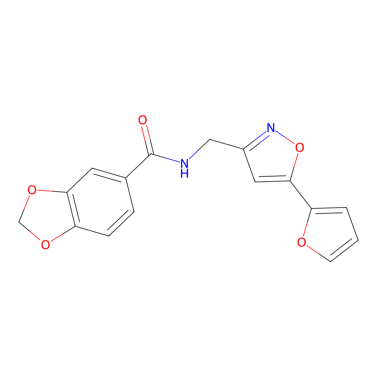 N-((5-(furan-2-yl)isoxazol-3-yl)methyl)benzo[d][1,3]dioxole-5-carboxamide molecular structure, CAS 1105240-67-2