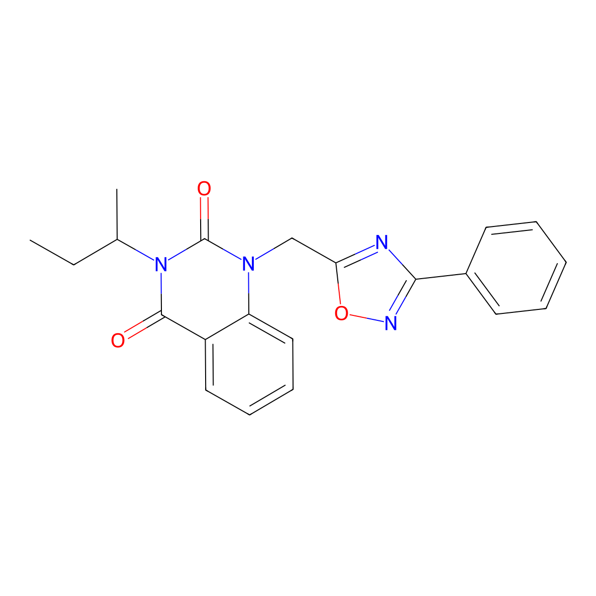 3-(sec-butyl)-1-((3-phenyl-1,2,4-oxadiazol-5-yl)methyl)quinazoline-2,4(1H,3H)-dione molecular structure, CAS 1105240-68-3
