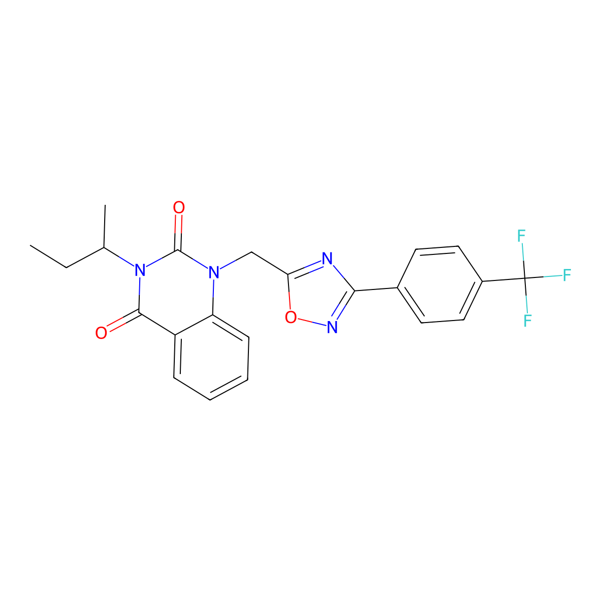 3-(Butan-2-yl)-1-({3-[4-(trifluoromethyl)phenyl]-1,2,4-oxadiazol-5-yl}methyl)-1,2,3,4-tetrahydroquinazoline-2,4-dione molecular structure, CAS 1105240-75-2