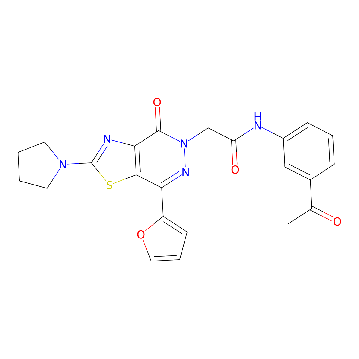 N-(3-acetylphenyl)-2-(7-(furan-2-yl)-4-oxo-2-(pyrrolidin-1-yl)thiazolo[4,5-d]pyridazin-5(4H)-yl)acetamide molecular structure, CAS 1105240-78-5