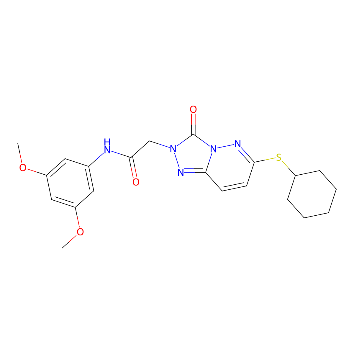 2-[6-(cyclohexylsulfanyl)-3-oxo-2H,3H-[1,2,4]triazolo[4,3-b]pyridazin-2-yl]-N-(3,5-dimethoxyphenyl)acetamide molecular structure, CAS 1105240-79-6
