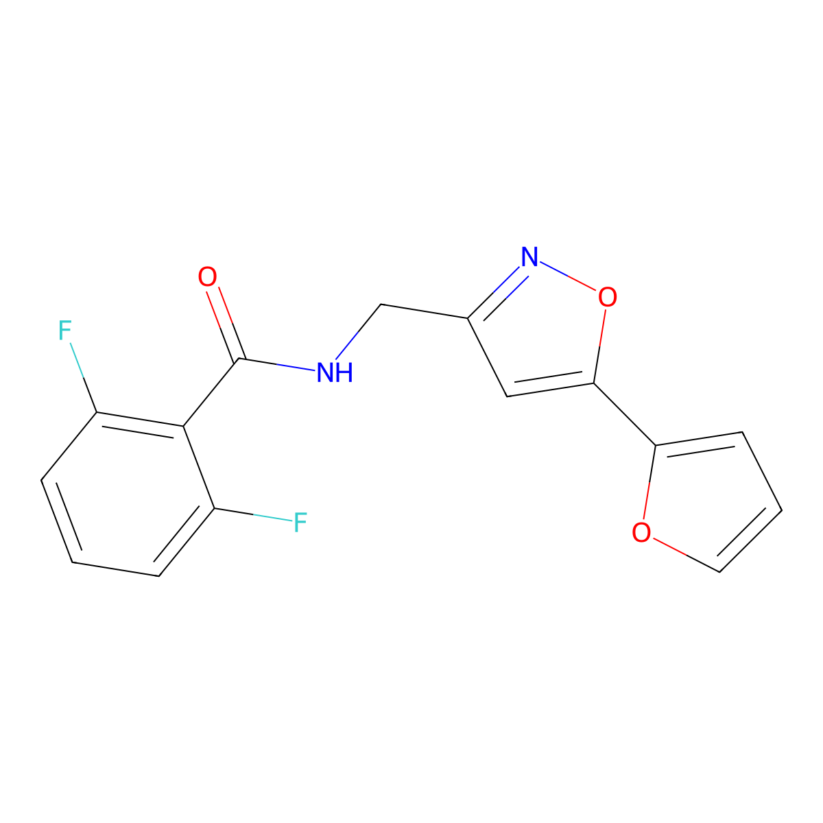2,6-difluoro-N-((5-(furan-2-yl)isoxazol-3-yl)methyl)benzamide molecular structure, CAS 1105240-81-0