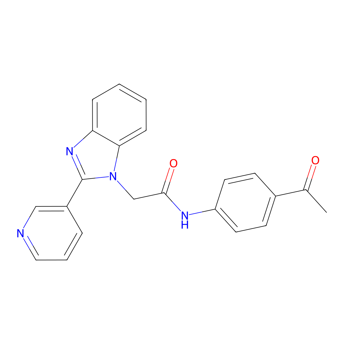 N-(4-acetylphenyl)-2-(2-(pyridin-3-yl)-1H-benzo[d]imidazol-1-yl)acetamide molecular structure, CAS 1105240-87-6