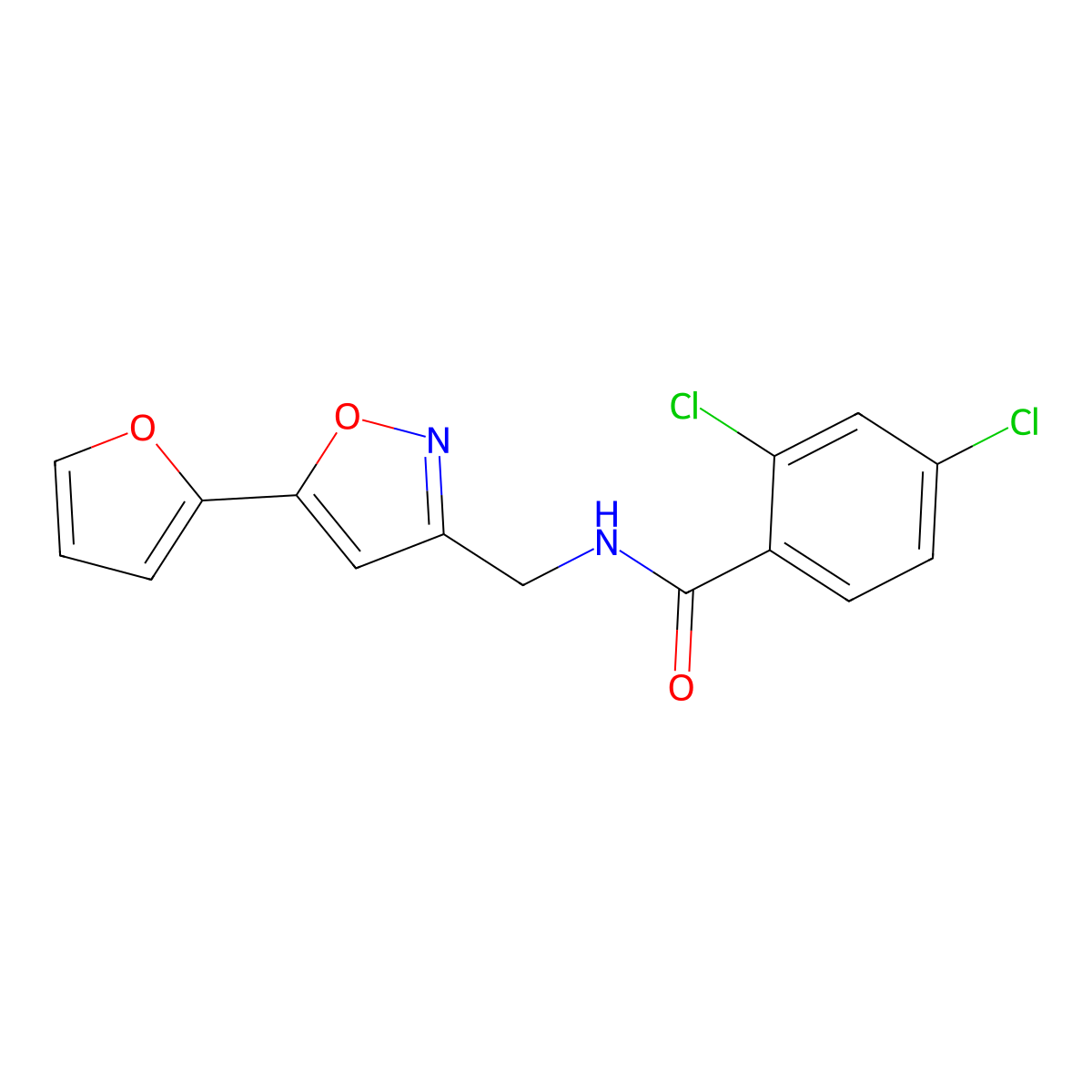 2,4-dichloro-N-((5-(furan-2-yl)isoxazol-3-yl)methyl)benzamide molecular structure, CAS 1105240-88-7
