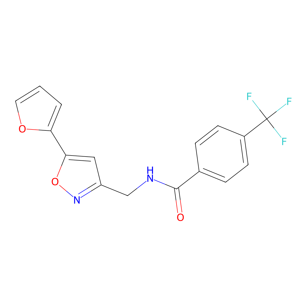 N-((5-(furan-2-yl)isoxazol-3-yl)methyl)-4-(trifluoromethyl)benzamide molecular structure, CAS 1105240-95-6