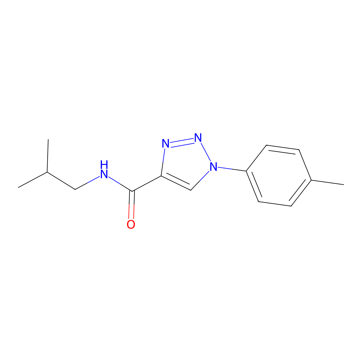 N-isobutyl-1-(p-tolyl)-1H-1,2,3-triazole-4-carboxamide molecular structure, CAS 1105241-03-9
