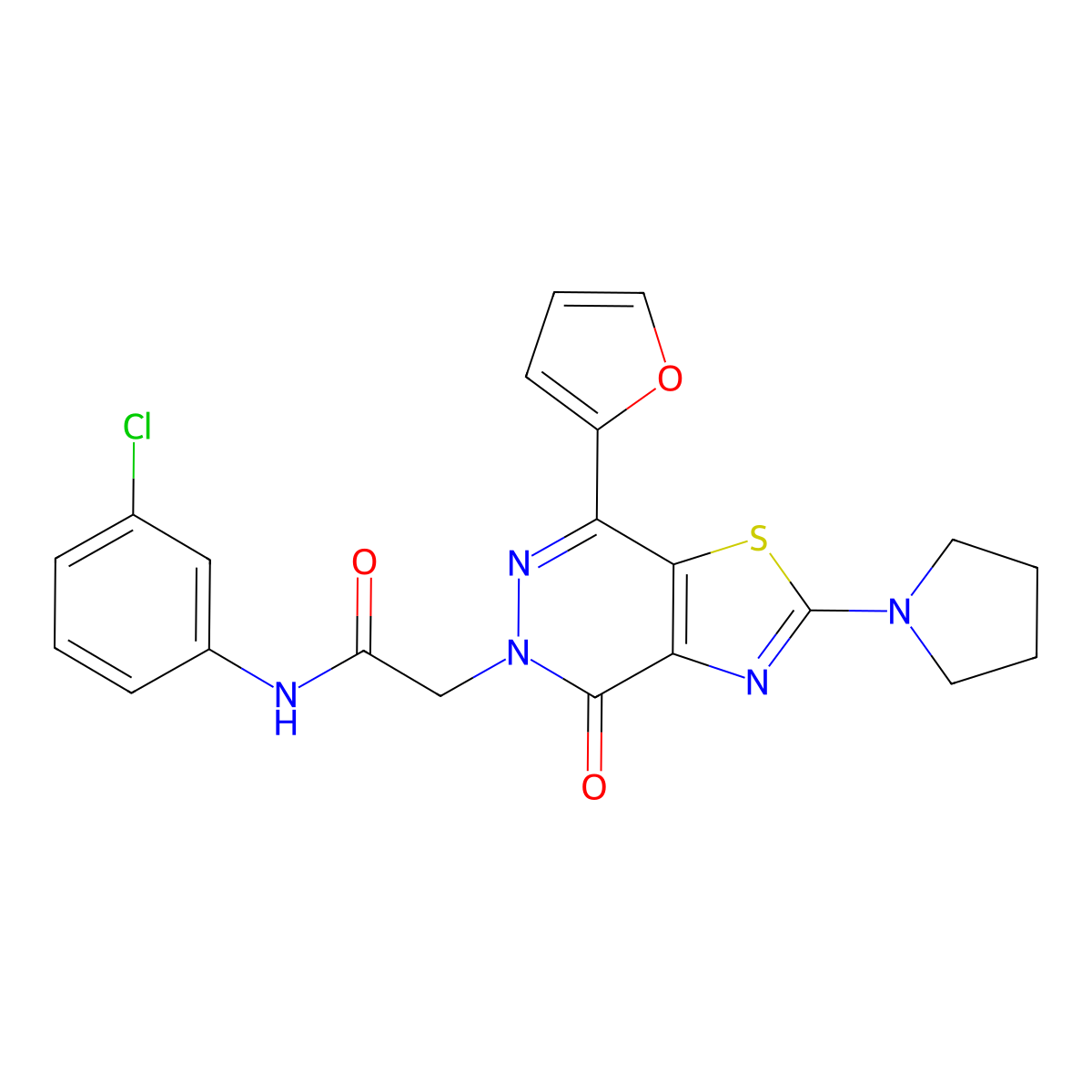 N-(3-chlorophenyl)-2-(7-(furan-2-yl)-4-oxo-2-(pyrrolidin-1-yl)thiazolo[4,5-d]pyridazin-5(4H)-yl)acetamide molecular structure, CAS 1105241-05-1