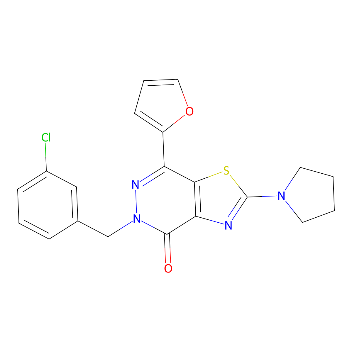 5-(3-chlorobenzyl)-7-(furan-2-yl)-2-(pyrrolidin-1-yl)thiazolo[4,5-d]pyridazin-4(5H)-one molecular structure, CAS 1105241-11-9