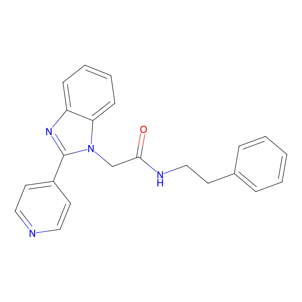 N-phenethyl-2-(2-(pyridin-4-yl)-1H-benzo[d]imidazol-1-yl)acetamide molecular structure, CAS 1105241-18-6