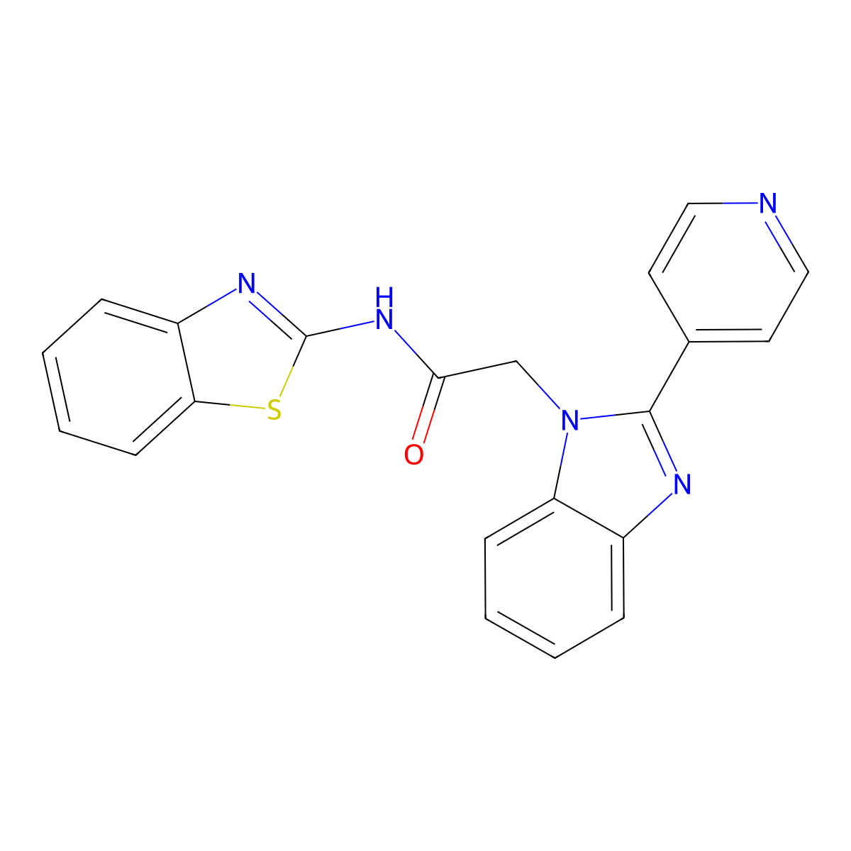 N-(benzo[d]thiazol-2-yl)-2-(2-(pyridin-4-yl)-1H-benzo[d]imidazol-1-yl)acetamide molecular structure, CAS 1105241-24-4