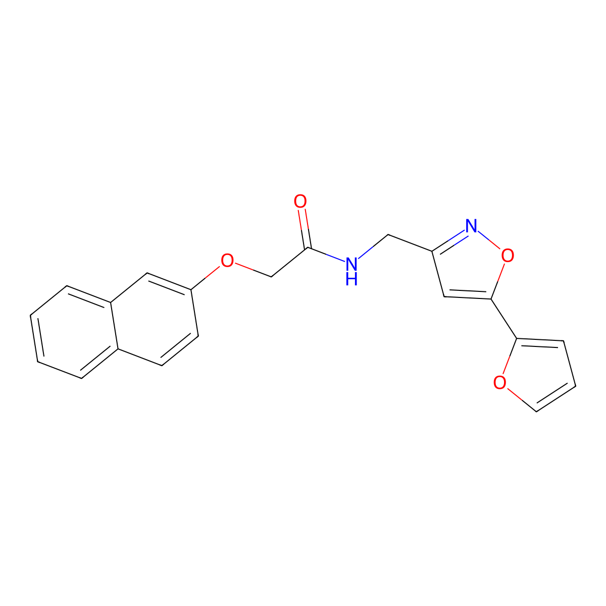 N-((5-(furan-2-yl)isoxazol-3-yl)methyl)-2-(naphthalen-2-yloxy)acetamide molecular structure, CAS 1105241-25-5