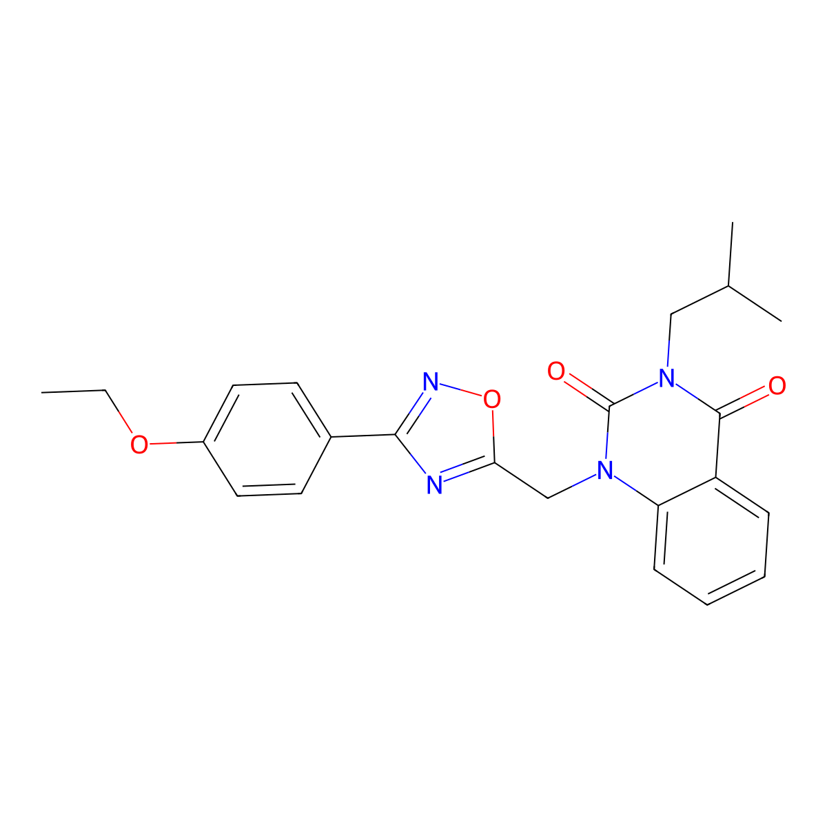 1-{[3-(4-Ethoxyphenyl)-1,2,4-oxadiazol-5-yl]methyl}-3-(2-methylpropyl)-1,2,3,4-tetrahydroquinazoline-2,4-dione molecular structure, CAS 1105241-26-6