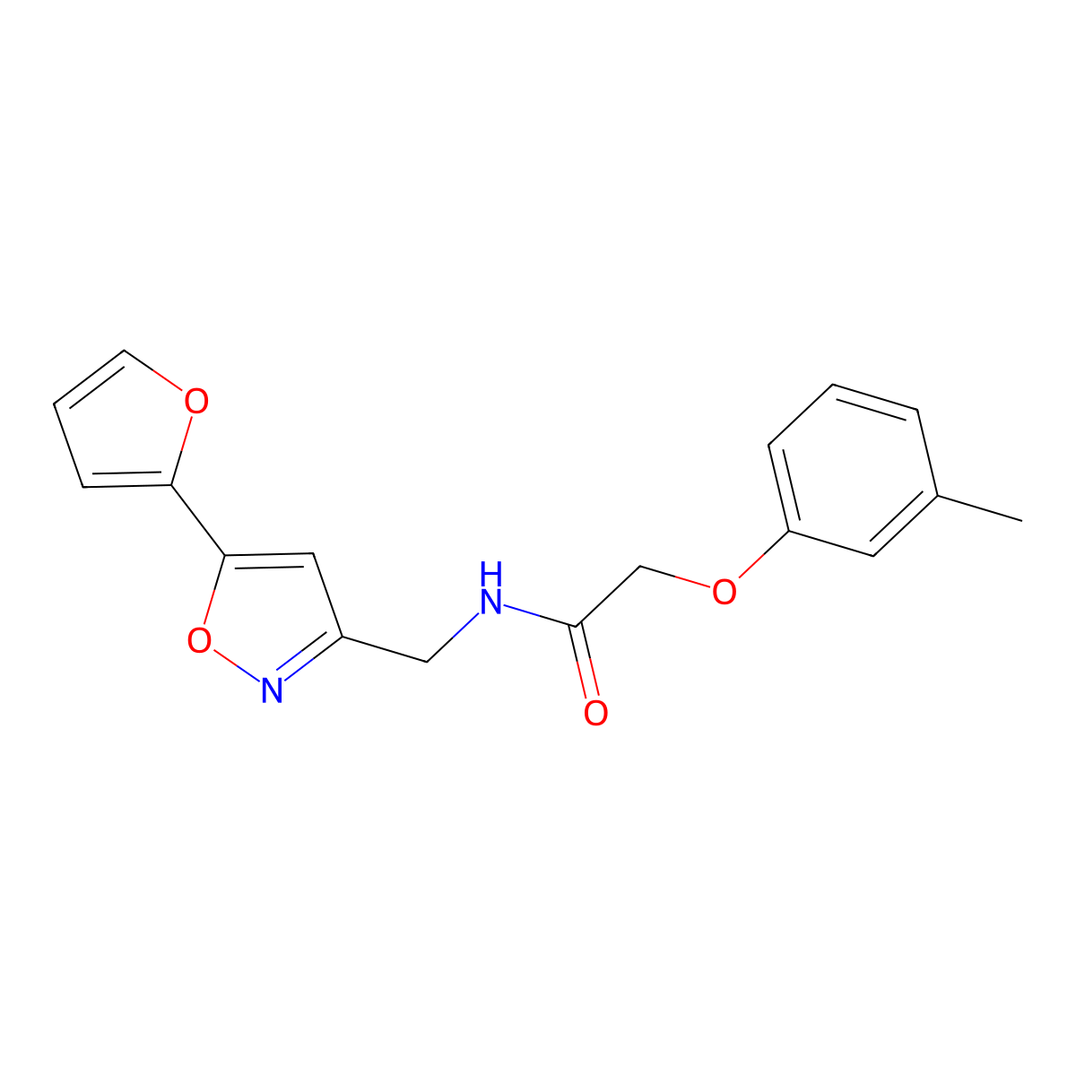 N-((5-(furan-2-yl)isoxazol-3-yl)methyl)-2-(m-tolyloxy)acetamide molecular structure, CAS 1105241-40-4