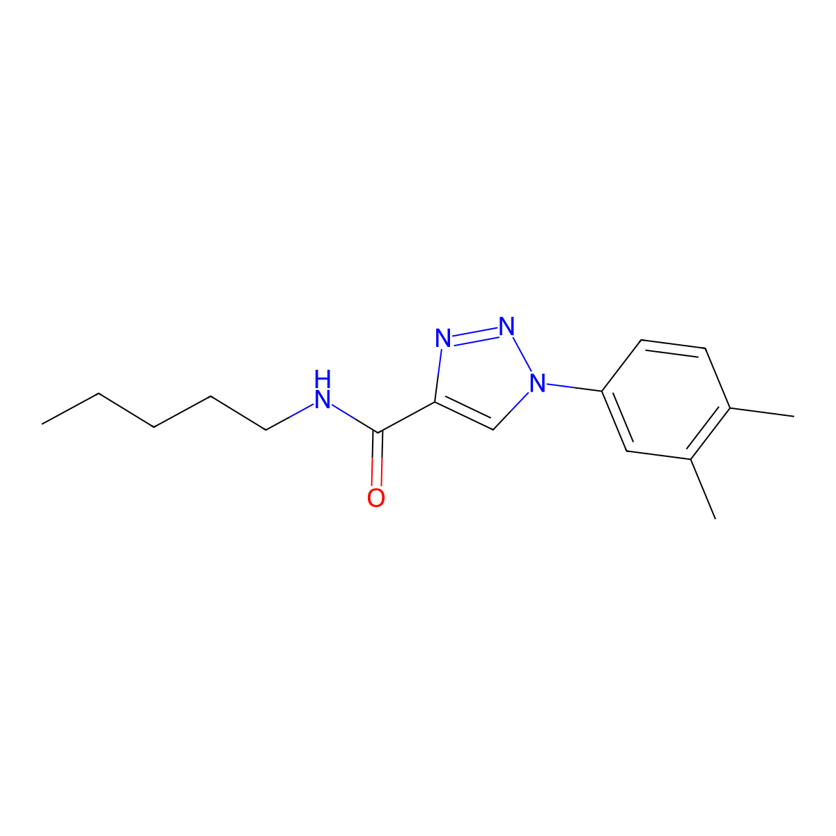1-(3,4-dimethylphenyl)-N-pentyl-1H-1,2,3-triazole-4-carboxamide molecular structure, CAS 1105241-42-6