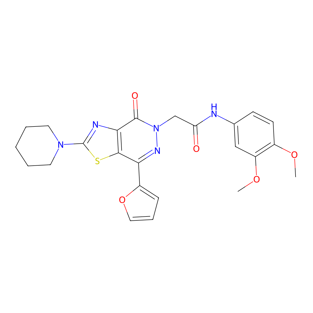 N-(3,4-dimethoxyphenyl)-2-(7-(furan-2-yl)-4-oxo-2-(piperidin-1-yl)thiazolo[4,5-d]pyridazin-5(4H)-yl)acetamide molecular structure, CAS 1105241-44-8
