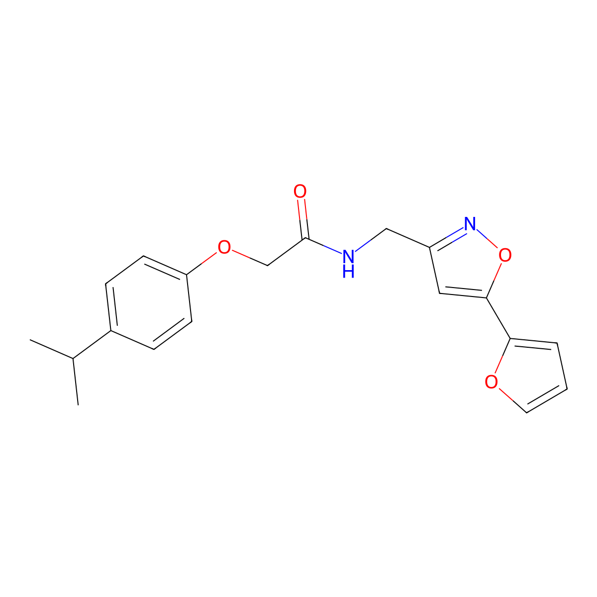 N-((5-(furan-2-yl)isoxazol-3-yl)methyl)-2-(4-isopropylphenoxy)acetamide molecular structure, CAS 1105241-45-9