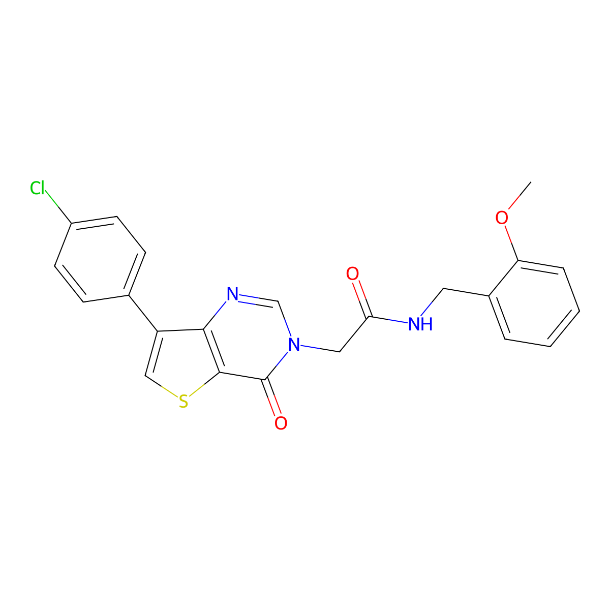2-[7-(4-chlorophenyl)-4-oxothieno[3,2-d]pyrimidin-3(4H)-yl]-N-(2-methoxybenzyl)acetamide molecular structure, CAS 1105241-46-0