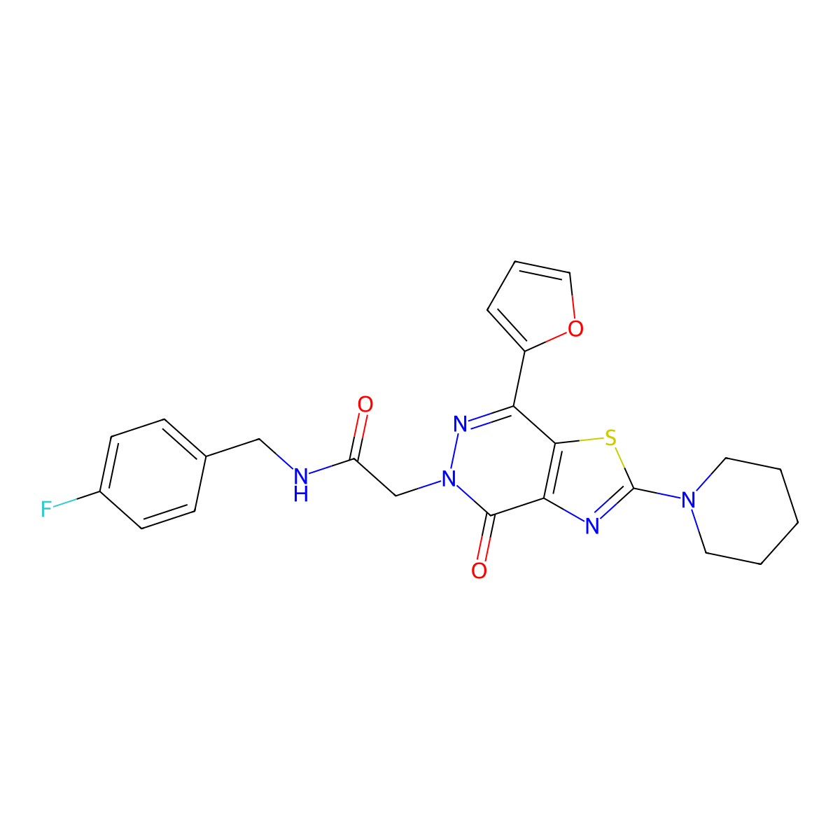 N-(4-fluorobenzyl)-2-(7-(furan-2-yl)-4-oxo-2-(piperidin-1-yl)thiazolo[4,5-d]pyridazin-5(4H)-yl)acetamide molecular structure, CAS 1105241-49-3