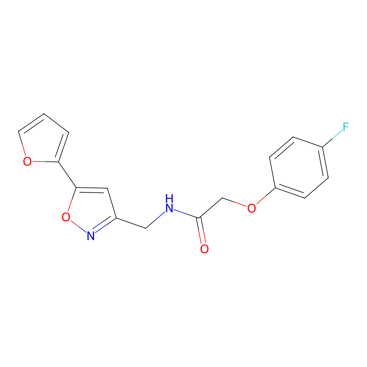 2-(4-fluorophenoxy)-N-((5-(furan-2-yl)isoxazol-3-yl)methyl)acetamide molecular structure, CAS 1105241-50-6