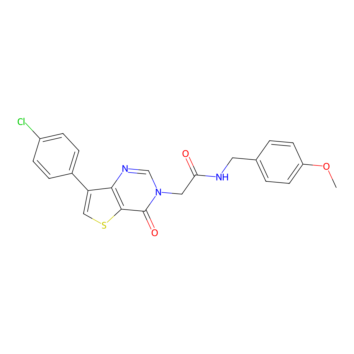 2-[7-(4-chlorophenyl)-4-oxothieno[3,2-d]pyrimidin-3(4H)-yl]-N-(4-methoxybenzyl)acetamide molecular structure, CAS 1105241-51-7