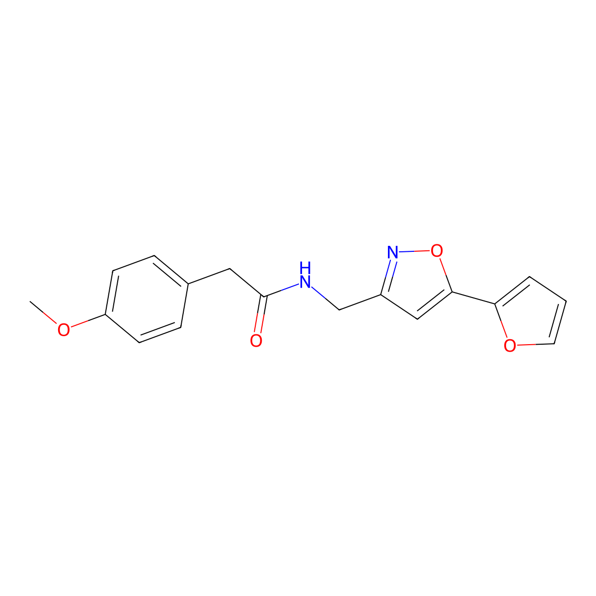 N-((5-(furan-2-yl)isoxazol-3-yl)methyl)-2-(4-methoxyphenyl)acetamide molecular structure, CAS 1105241-55-1