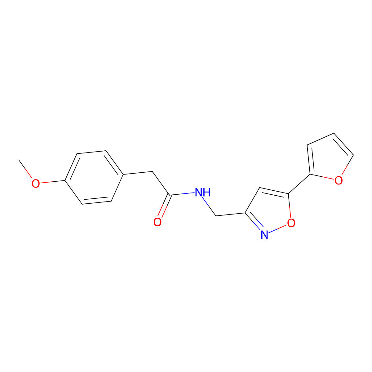 N-((5-(furan-2-yl)isoxazol-3-yl)methyl)-2-(4-methoxyphenyl)acetamide molecular structure, CAS 1105241-55-1
