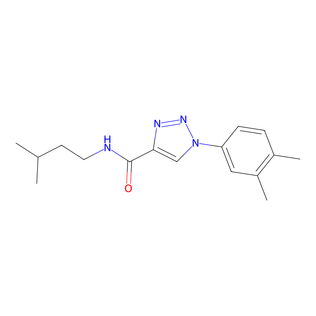 1-(3,4-dimethylphenyl)-N-(3-methylbutyl)-1H-1,2,3-triazole-4-carboxamide molecular structure, CAS 1105241-57-3