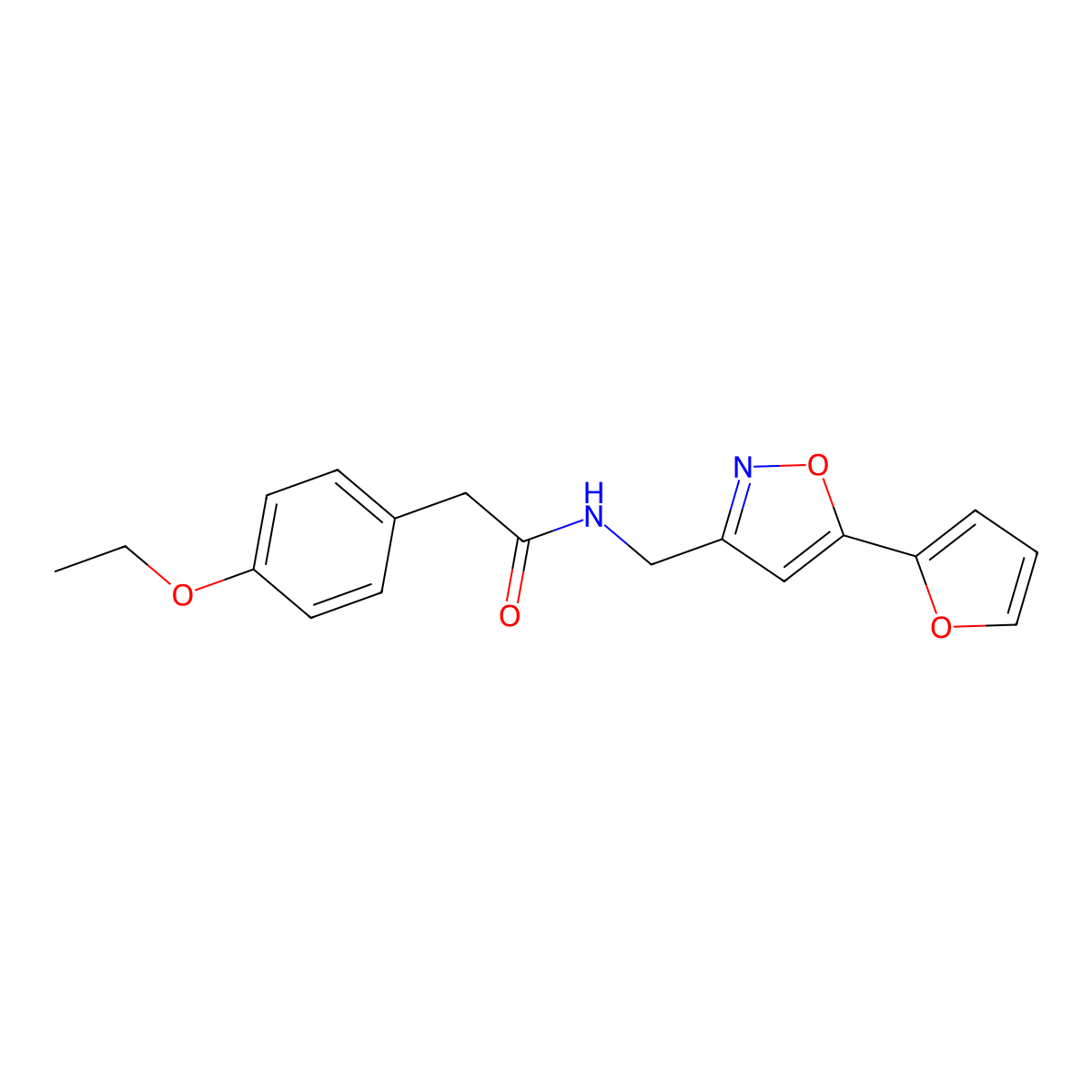 2-(4-ethoxyphenyl)-N-((5-(furan-2-yl)isoxazol-3-yl)methyl)acetamide molecular structure, CAS 1105241-60-8