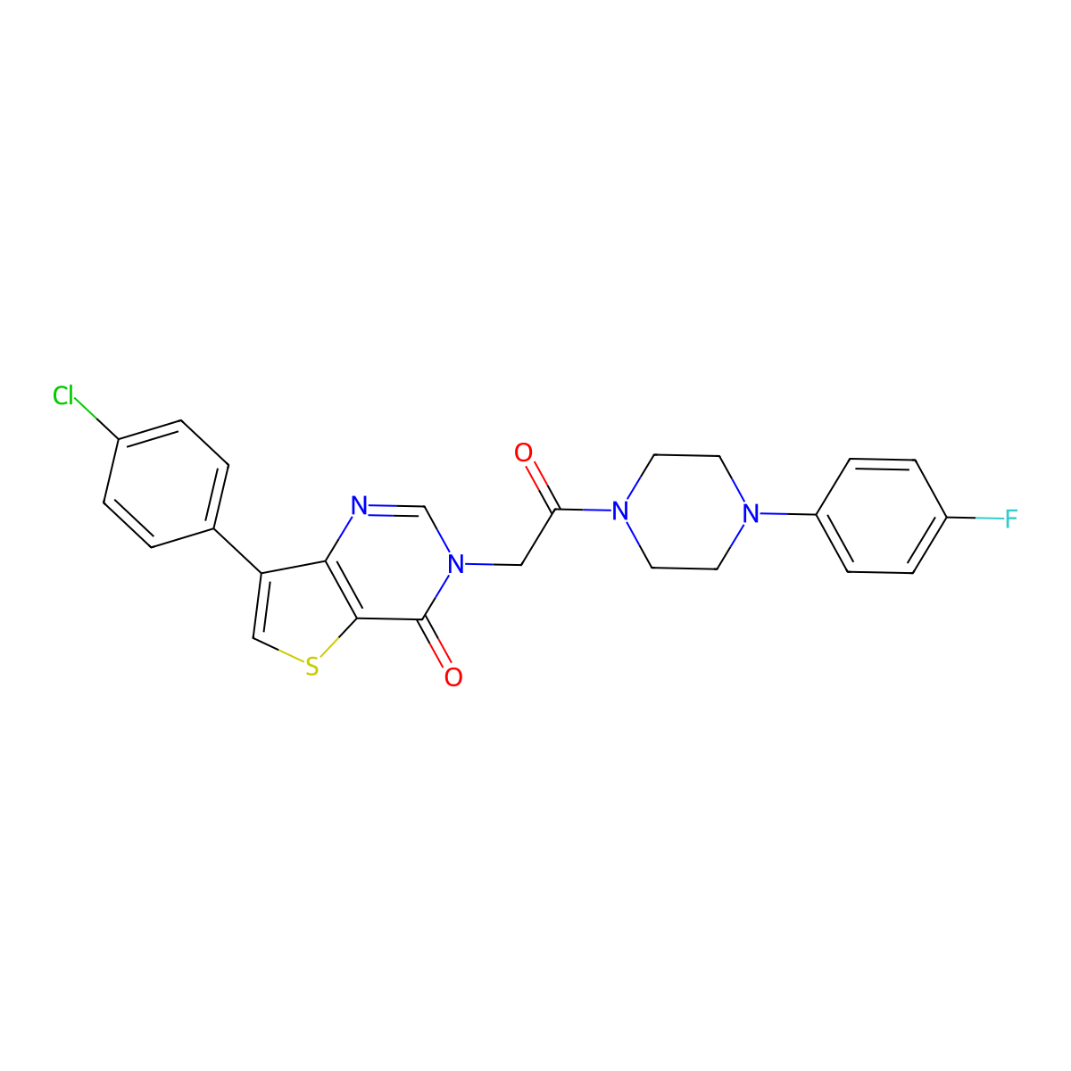7-(4-chlorophenyl)-3-{2-[4-(4-fluorophenyl)piperazin-1-yl]-2-oxoethyl}thieno[3,2-d]pyrimidin-4(3H)-one molecular structure, CAS 1105241-61-9